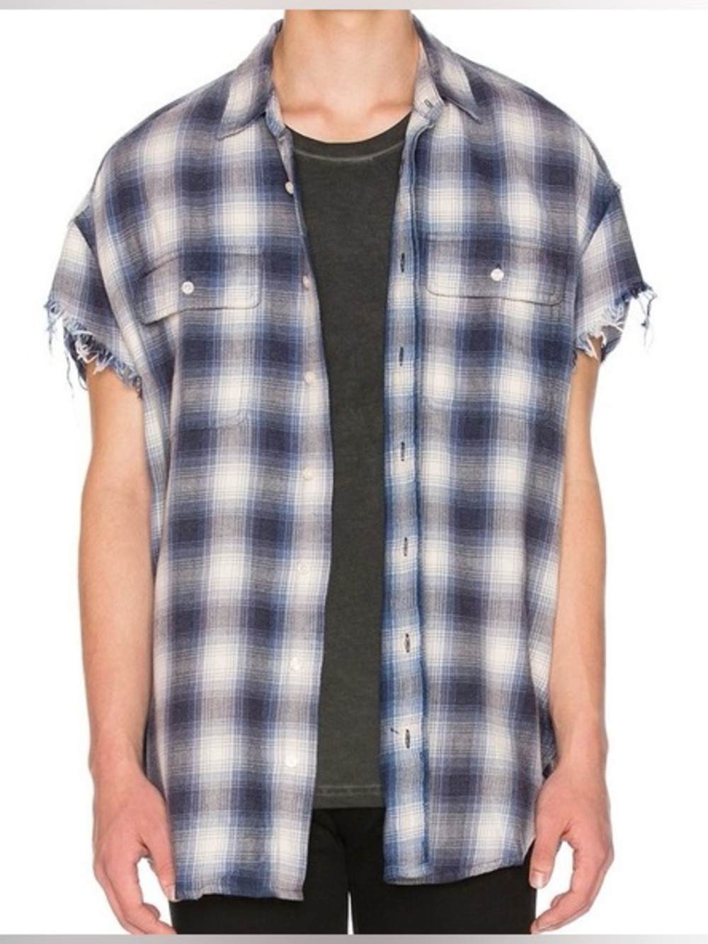 R13 Oversized Cutoff Flannel Shirt Unisex